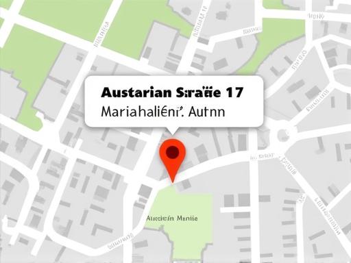Karte mit dem Standort von Austrian Auto in der Mariahilfer Straße in Wien.